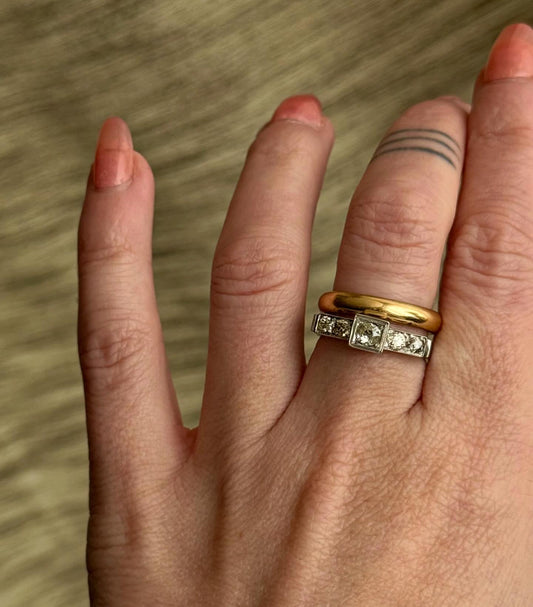 Vintage 18k White Gold Old Mine Cut Diamond Ring - 7.25