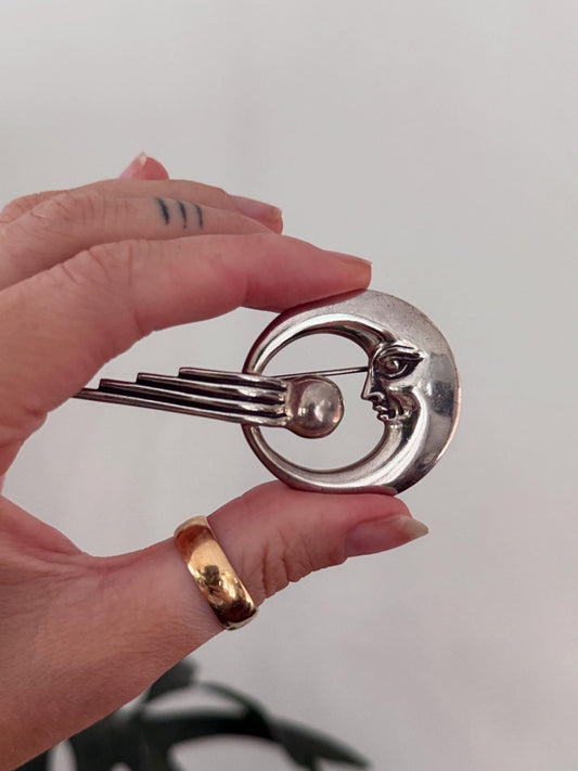 Vintage Kieselstein-Cord Sterling Silver Vintage Moon & Comet Brooch