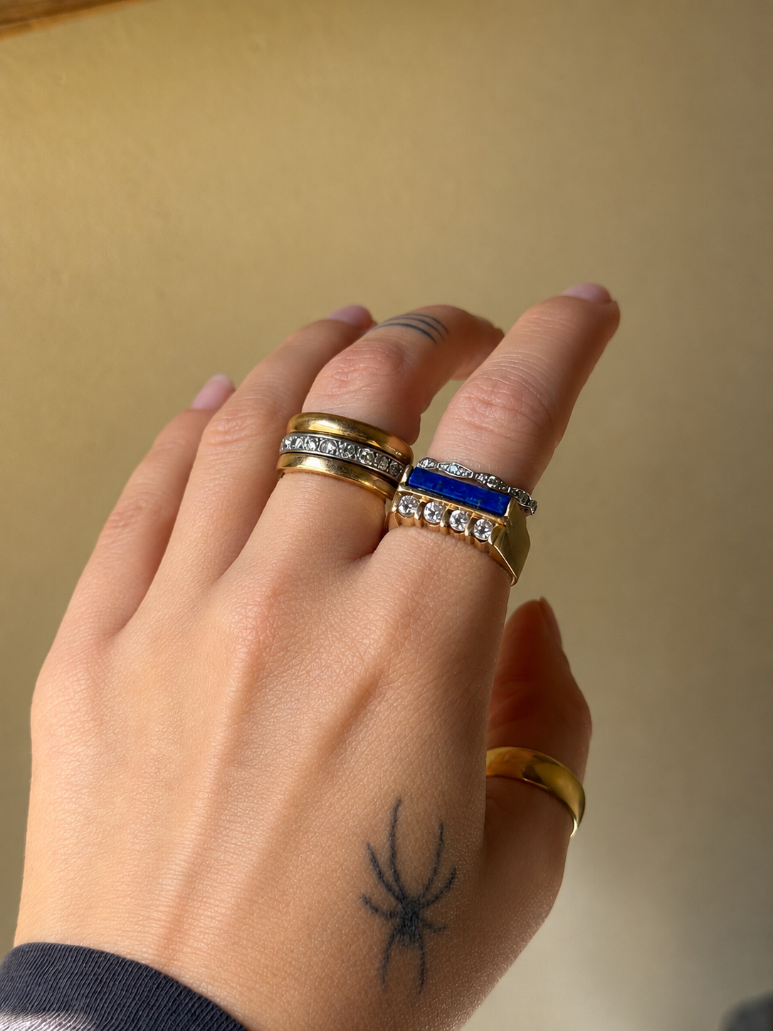 Vintage 14k Diamond and Lapis Signet