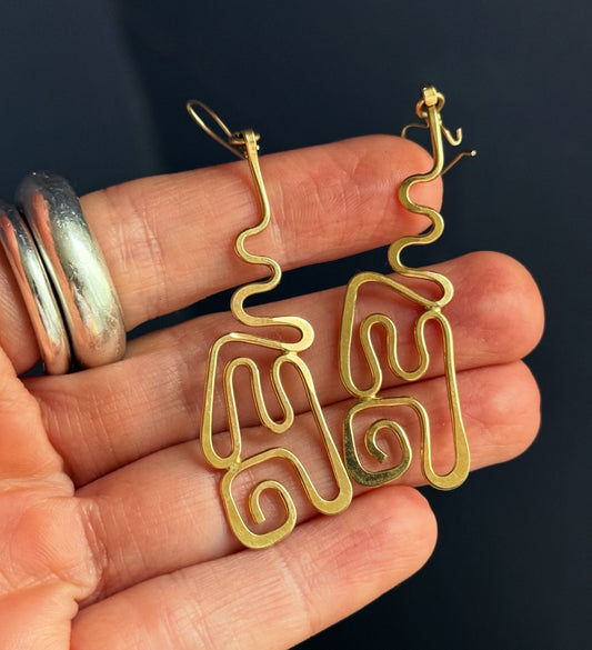 14k Abstract Drop Earrings