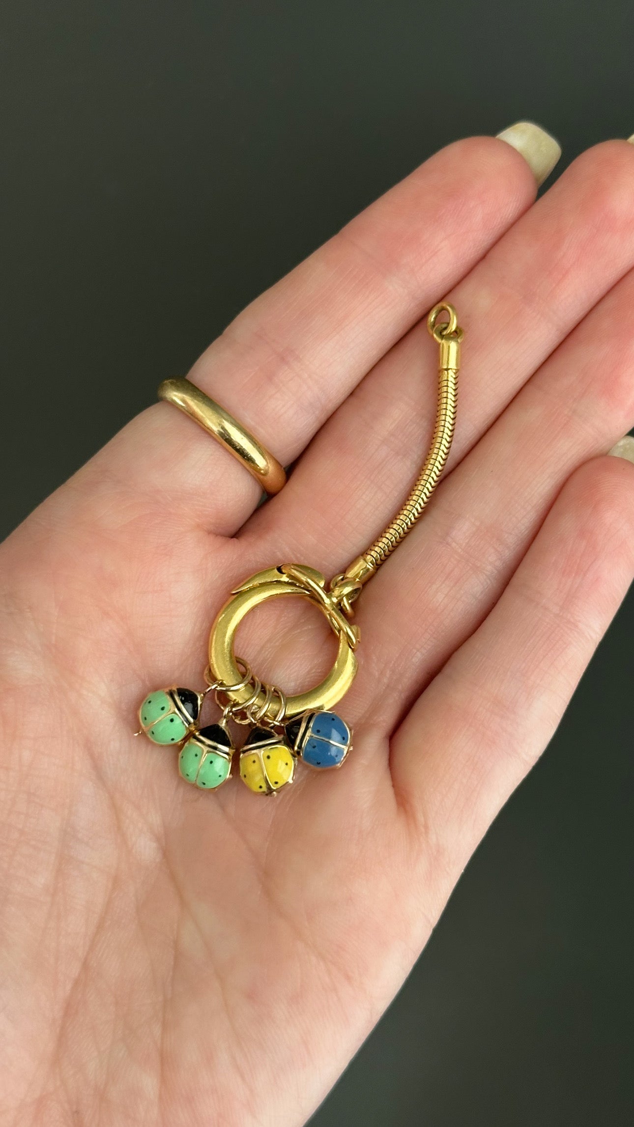 Vintage 14k Ladybug Pendant - Green