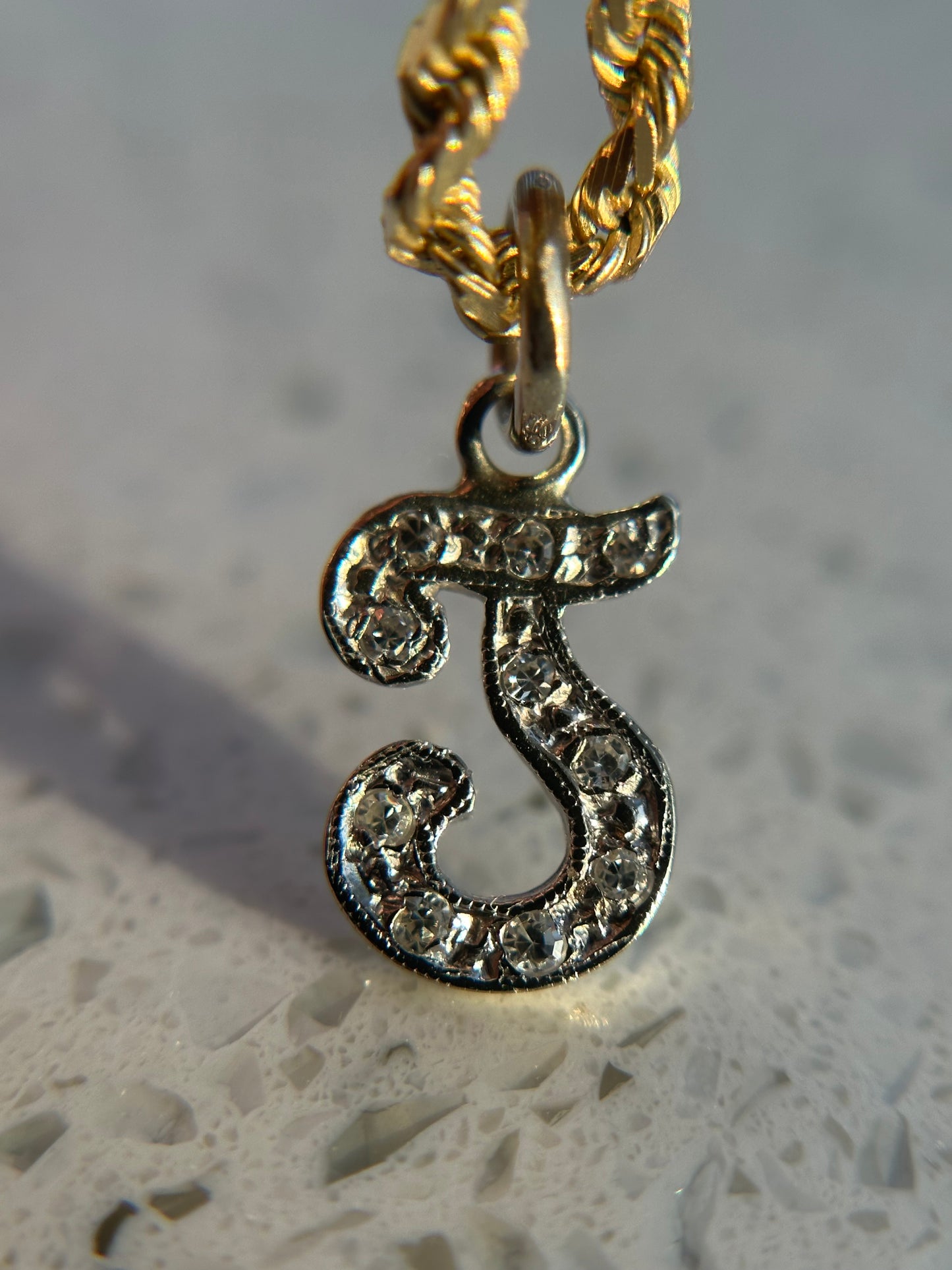 14k Diamond ‘J’ Pendant