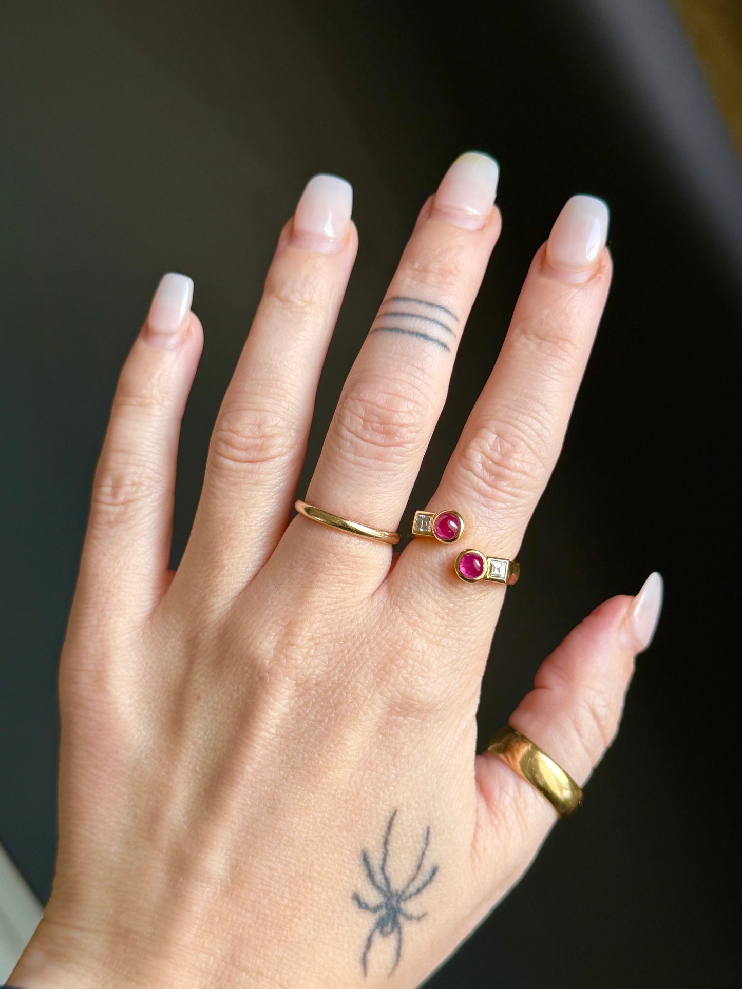 18k Italian Designer Aletto Brothers Cabochon Ruby and Diamond Ring