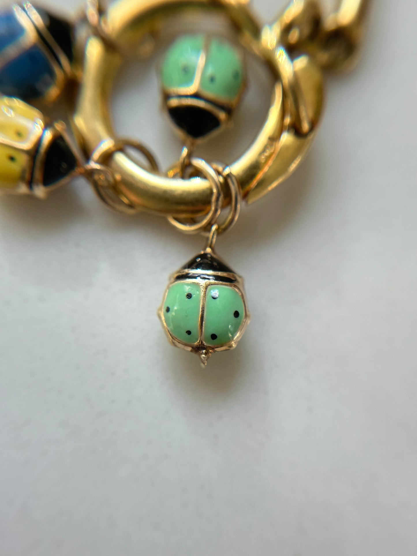 Vintage 14k Ladybug Pendant - Green