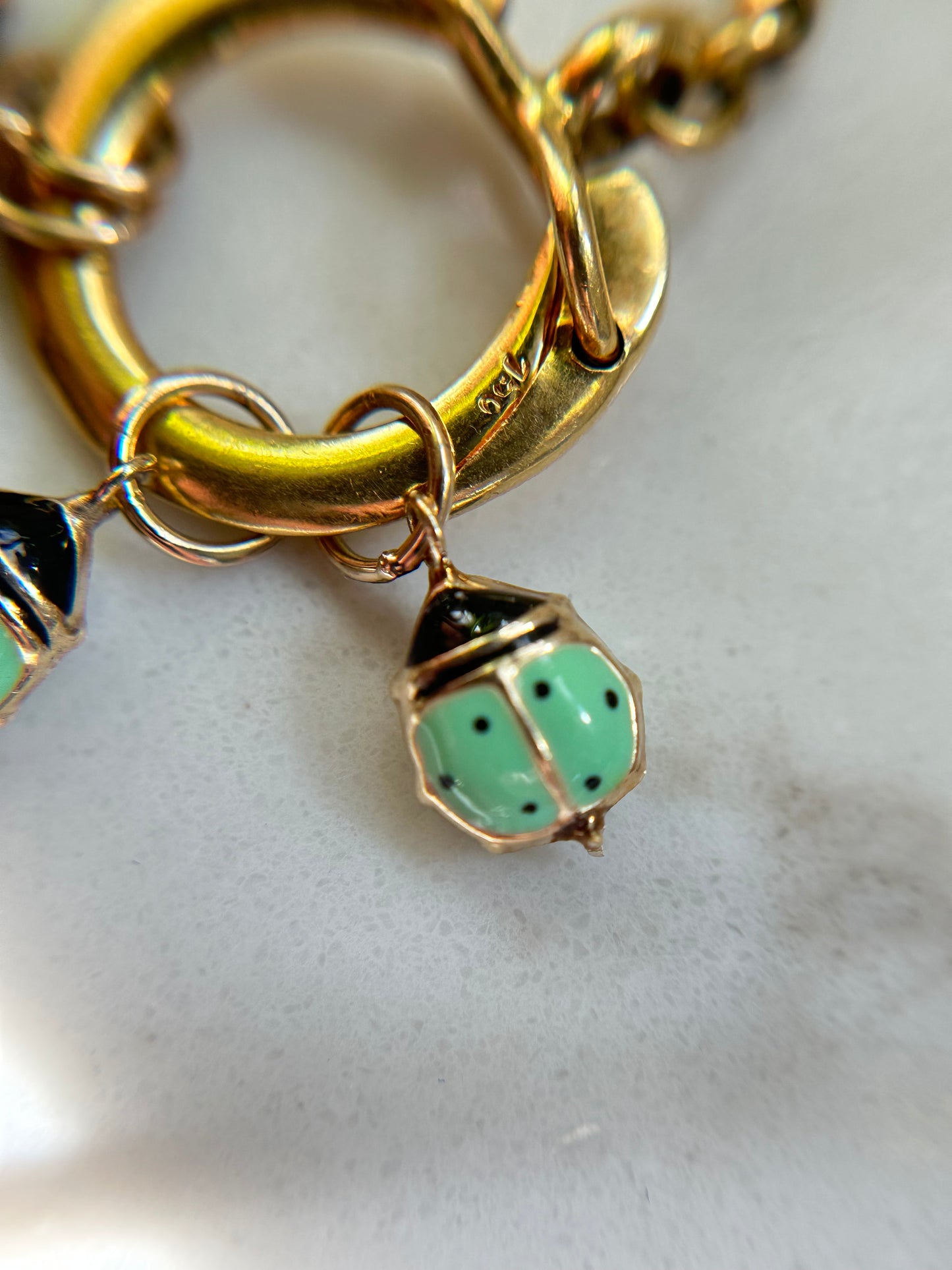Vintage 14k Ladybug Pendant - Green
