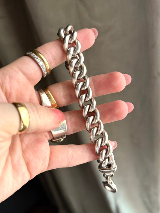 Vintage Sterling Silver Italian Curb Bracelet