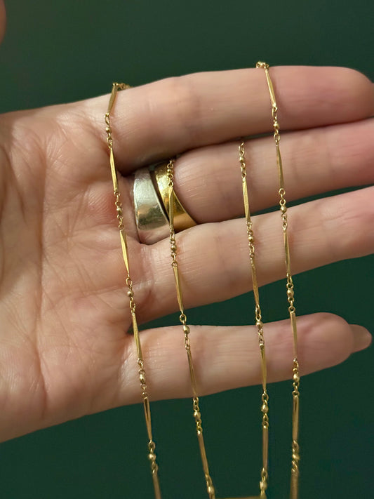 Vintage 18k Bar Link Necklace 24”