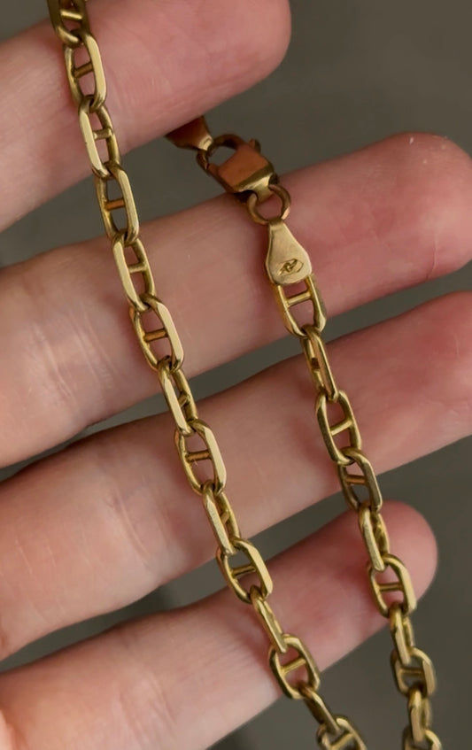 Vintage 14k Italian Solid Link Mariner Bracelet 8.75”