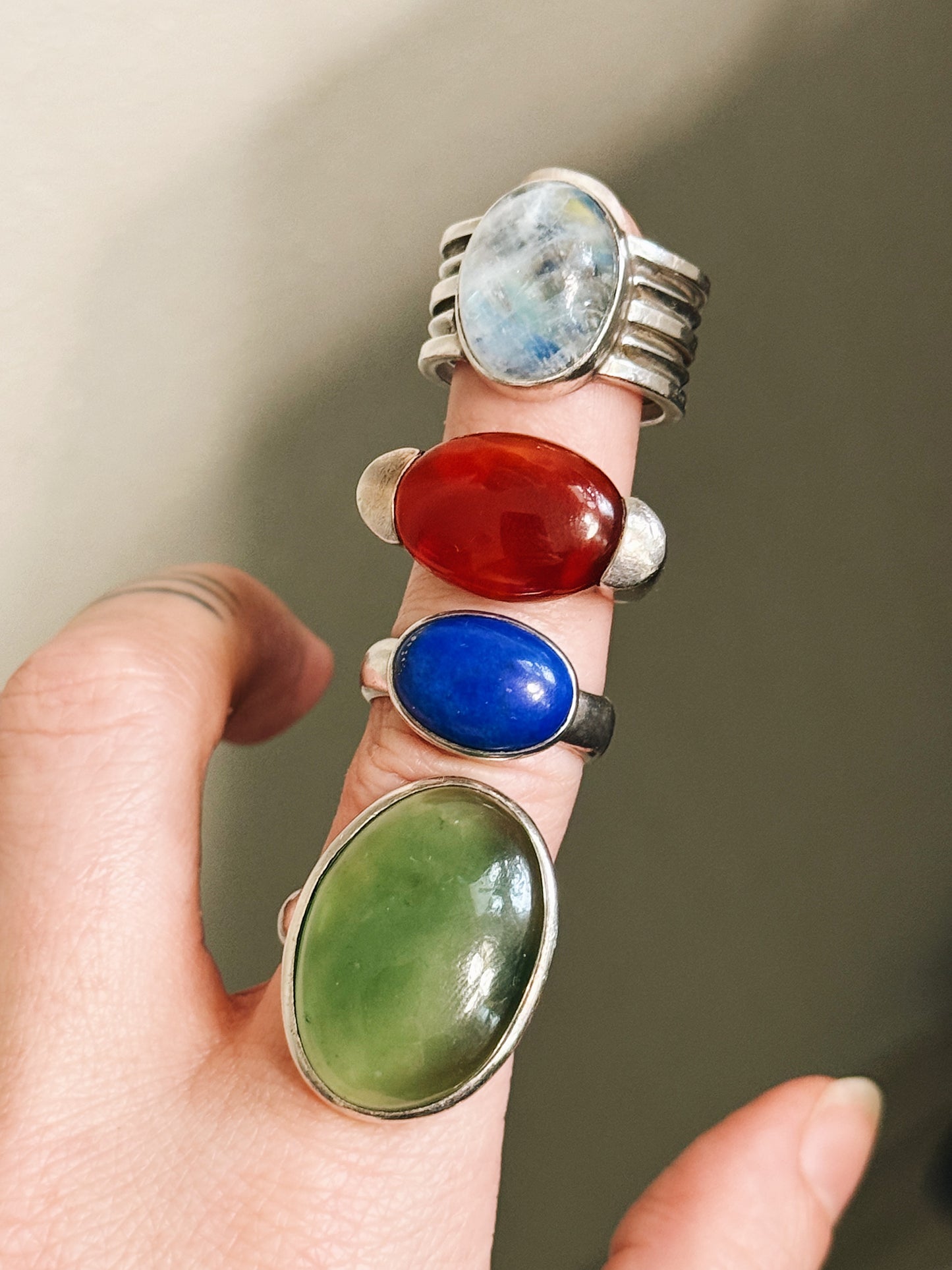 Vintage Chunky Sterling Quartz Ring size 6