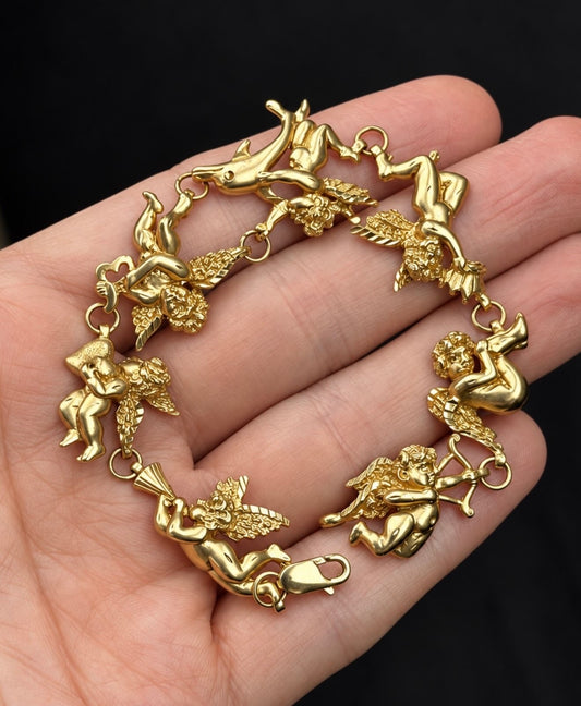 Vintage 14k Cherub Bracelet 7.25”