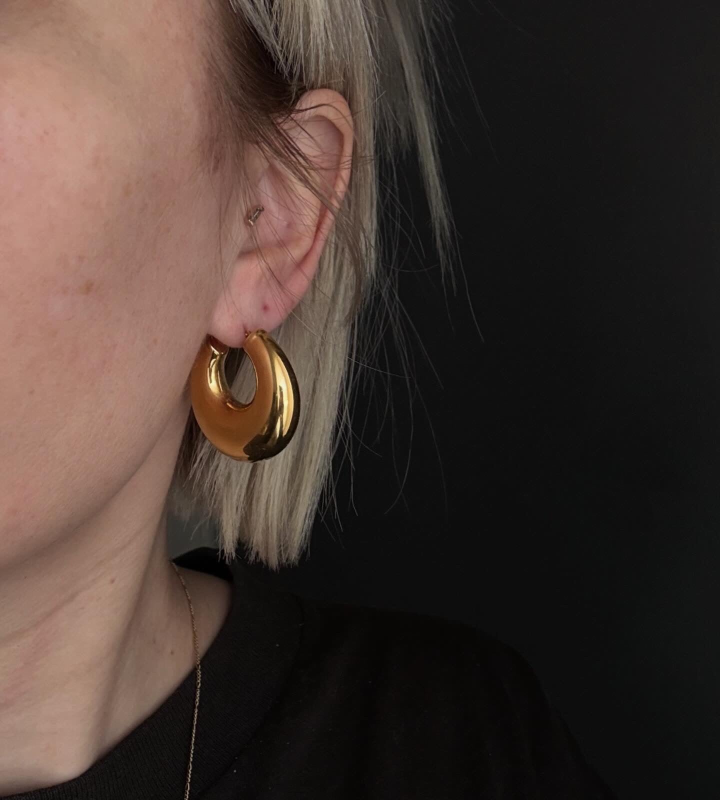 Vintage Butter 14k Puffy Hoop Earrings (not hollow)