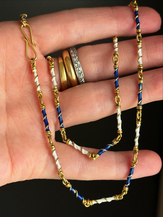 Vintage 18k Enameled Necklace under 18”