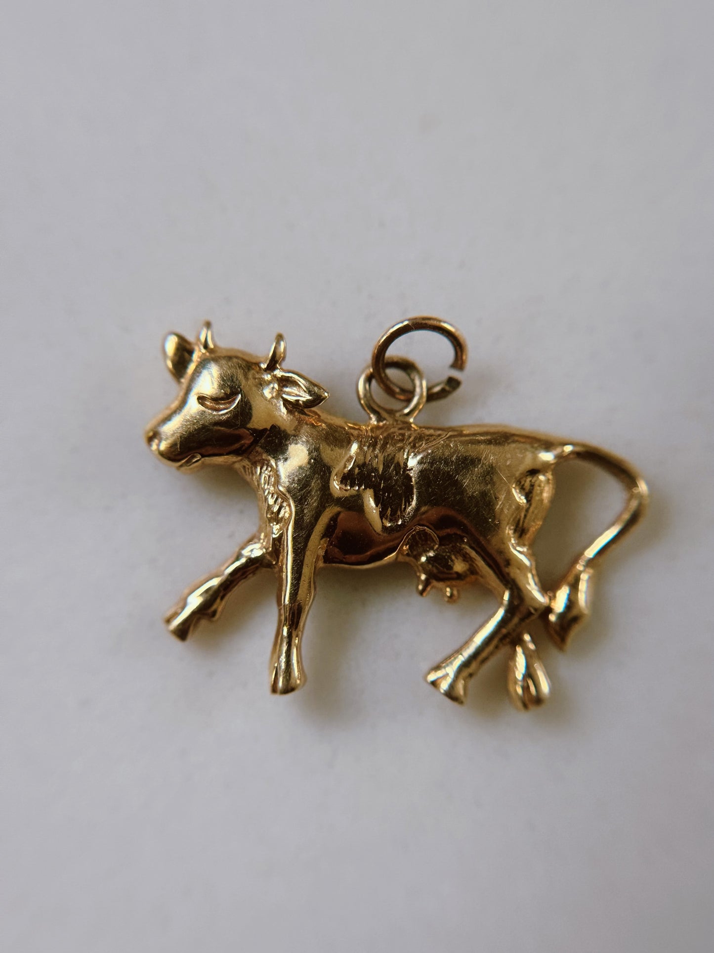 Vintage 14k Cow Pendant