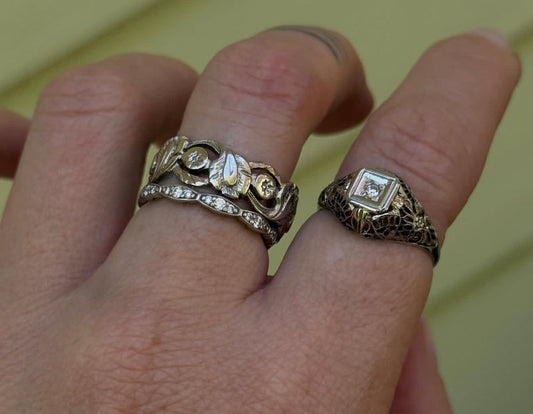 Vintage 14k Floral Eternity Band size 8