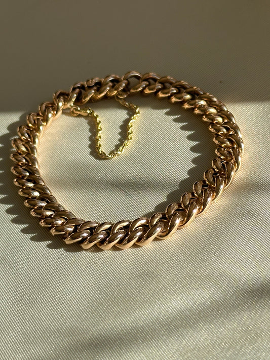 Vintage 14k Rounded Curb Bracelet ~ 8” 14g