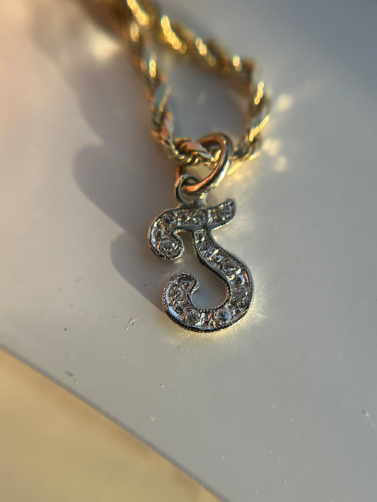 14k Diamond ‘J’ Pendant