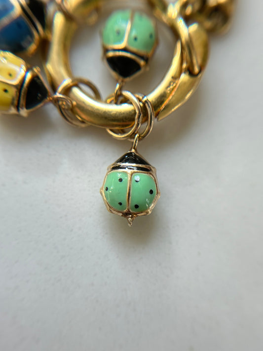 Vintage 14k Ladybug Pendant - Green