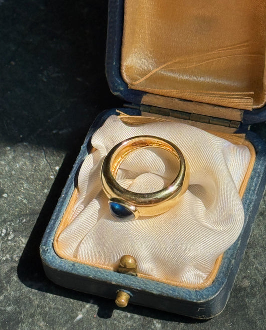 18k Sapphire Bombe/Dome Ring - 4.5 (sizable up to a 6.5)