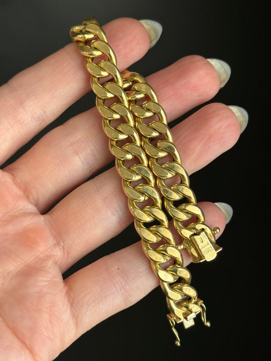 Vintage chunky 14k curb bracelet - 7.35”