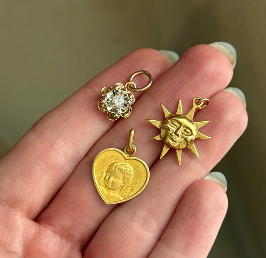 Vintage 18k Cherub Heart Pendant