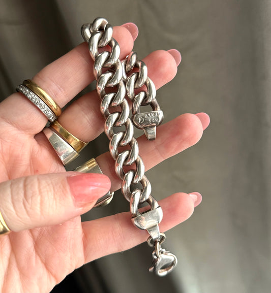 Vintage Sterling Silver Italian Curb Bracelet