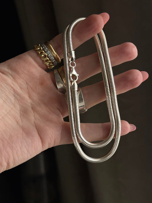 Vintage Sterling Silver Slinky Snake Chain 20”