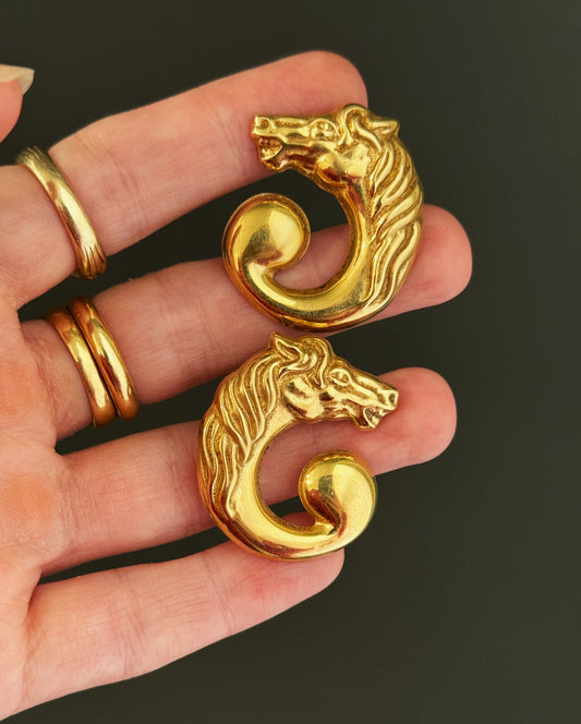 14k Italian designer horse earrings