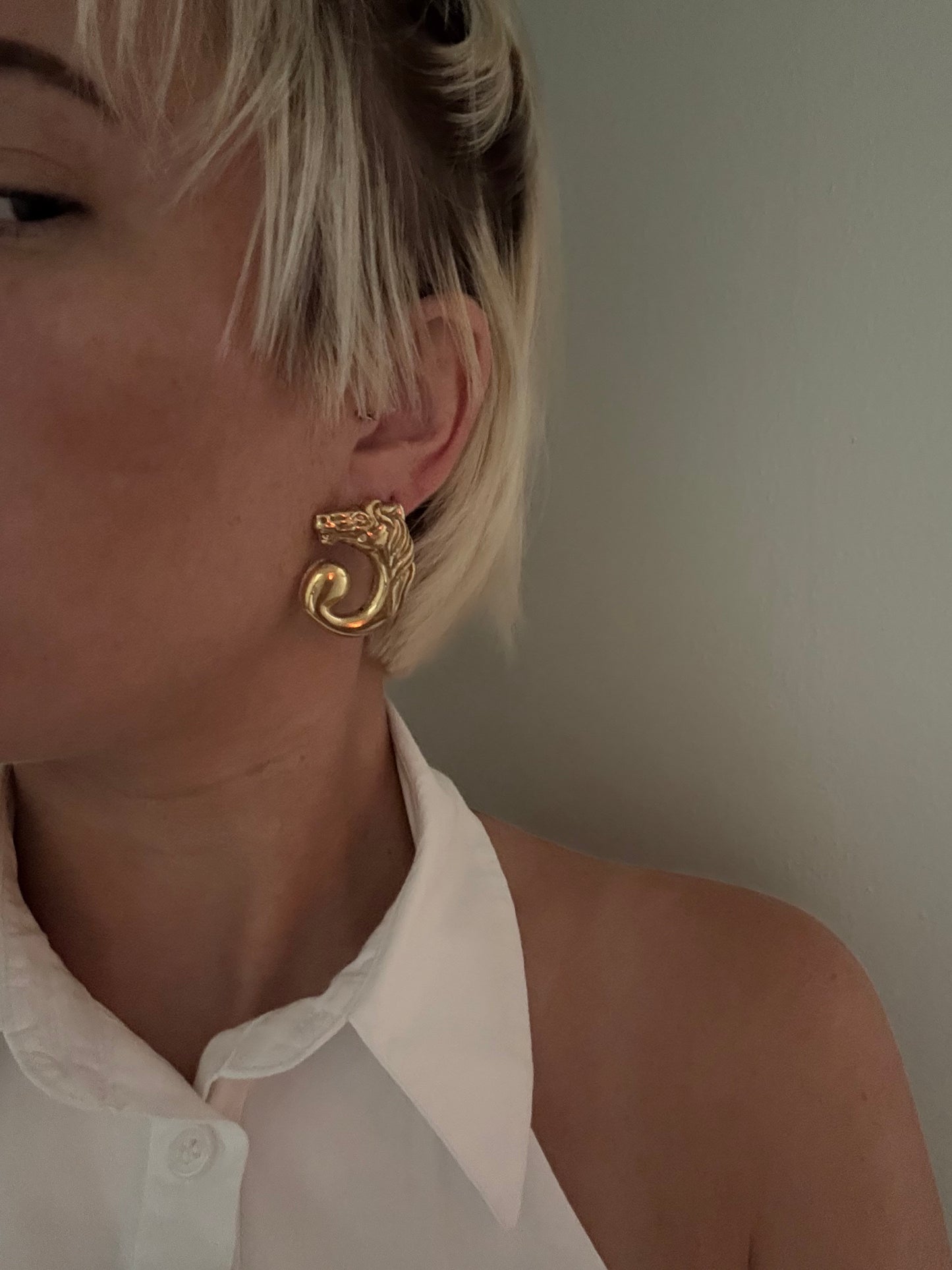 14k Italian designer horse earrings