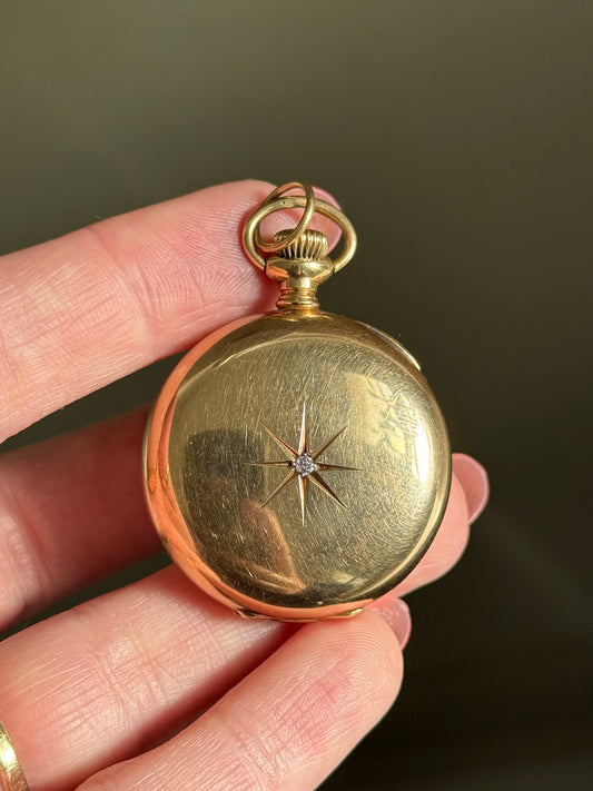 Antique 14k Star Set Diamond Locket