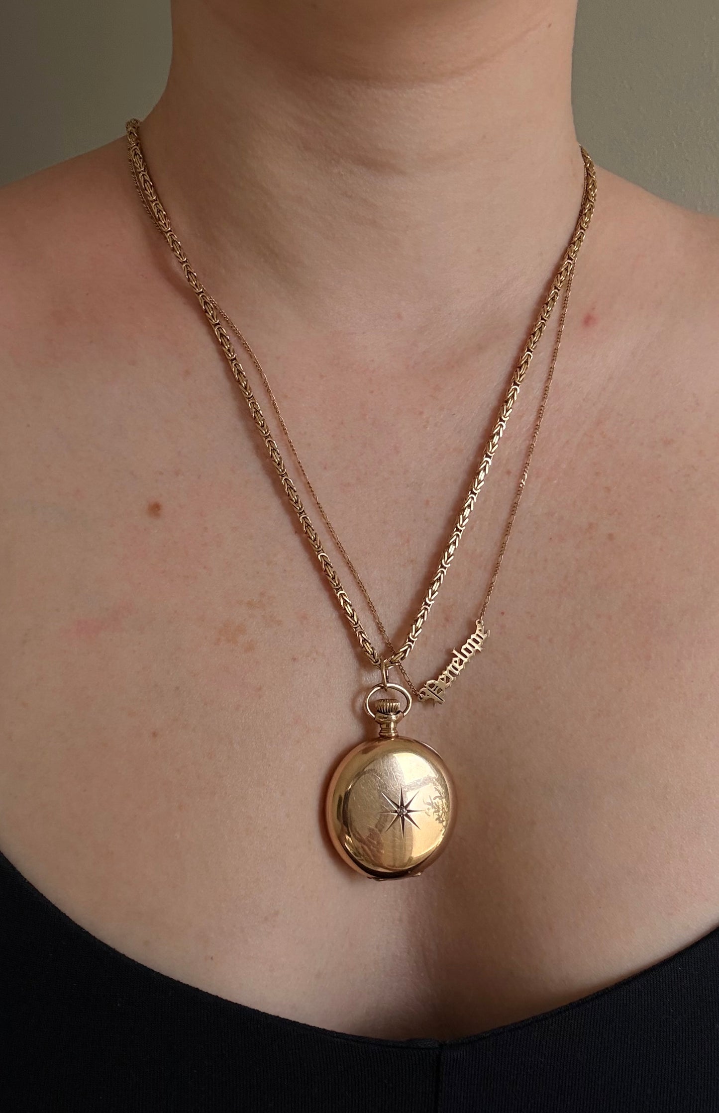 Antique 14k Star Set Diamond Locket