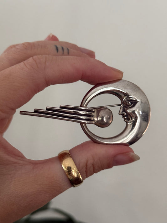 Vintage Kieselstein-Cord Sterling Silver Vintage Moon & Comet Brooch