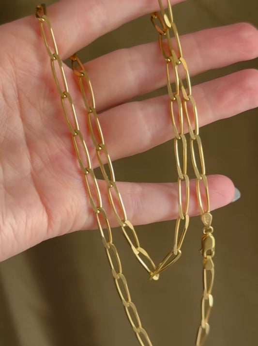Vintage 18k Sold Elongated Curb Link 24”
