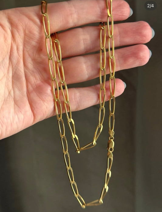 Vintage 18k Sold Elongated Curb Link 24”