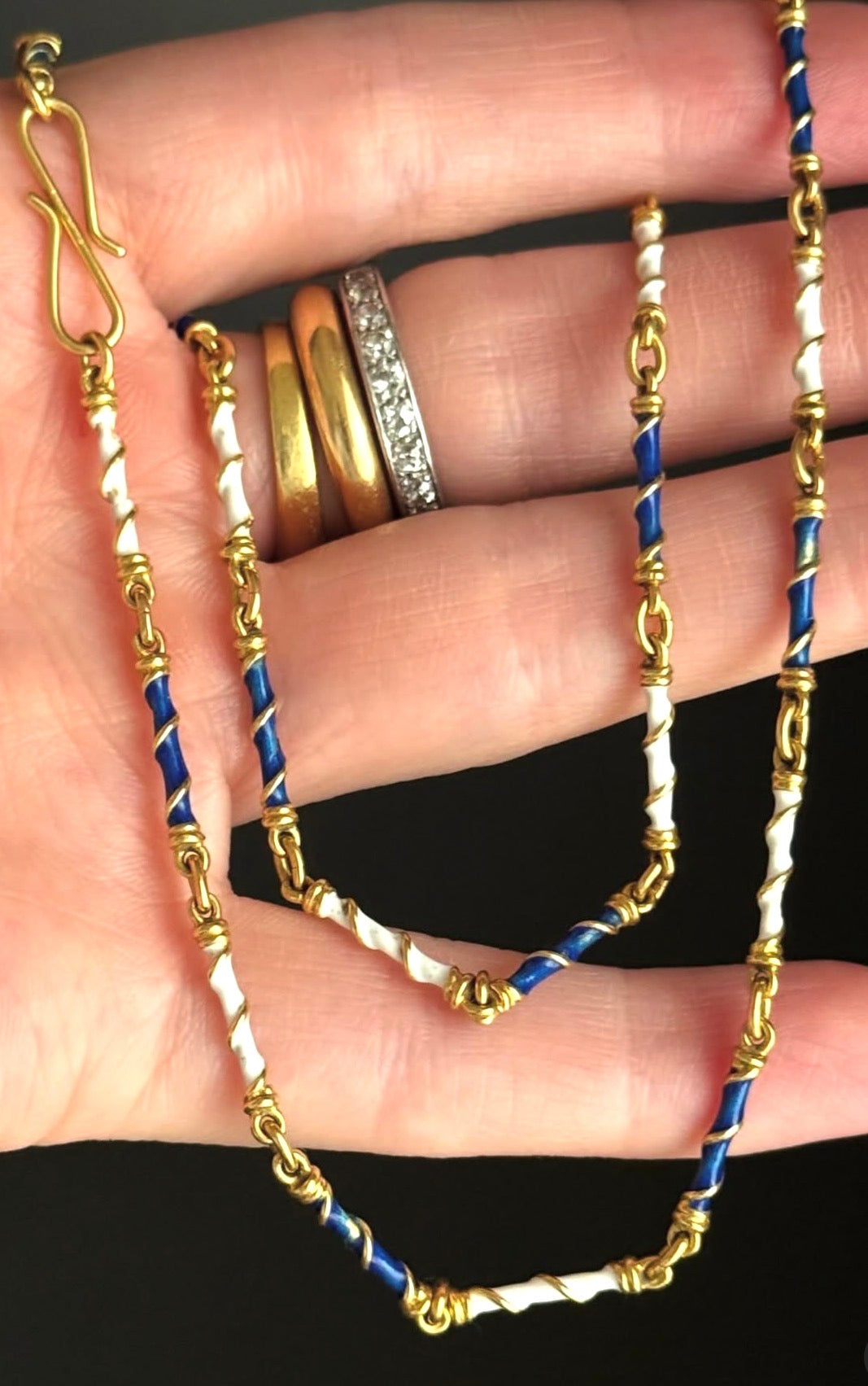 Vintage 18k Enameled Necklace under 18”