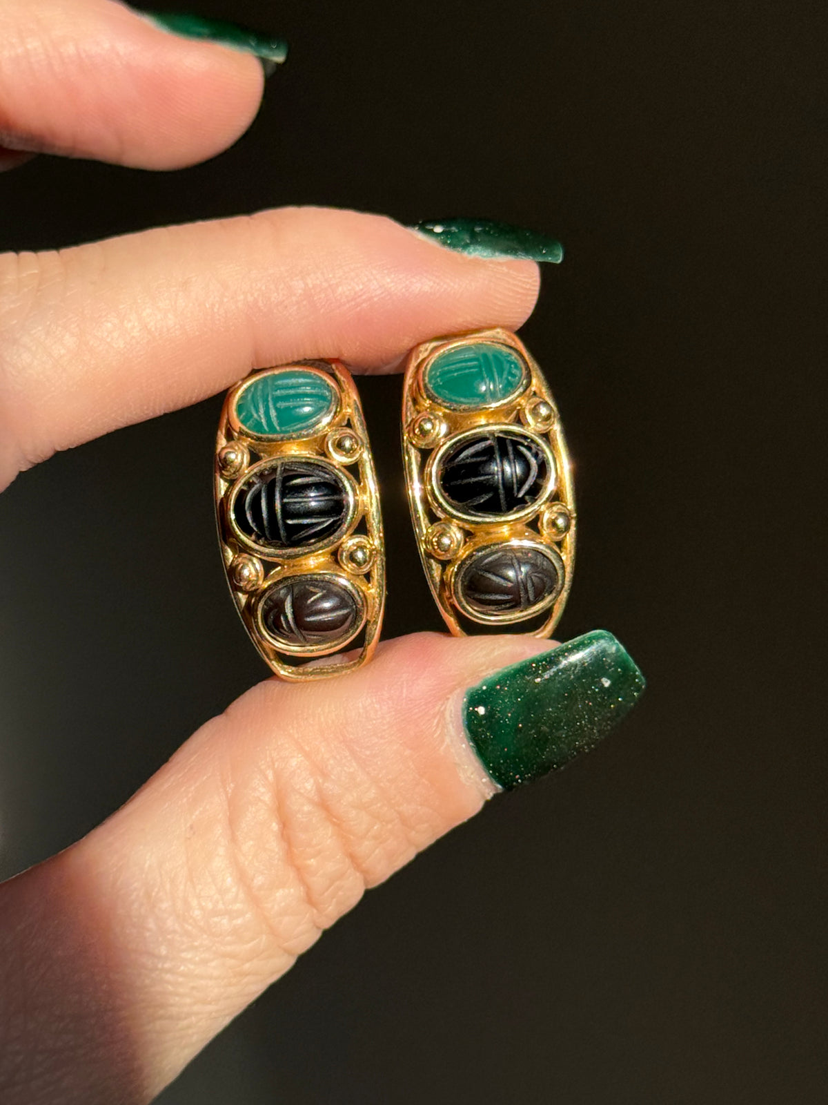 Vintage 14k Scarab Post Earrings