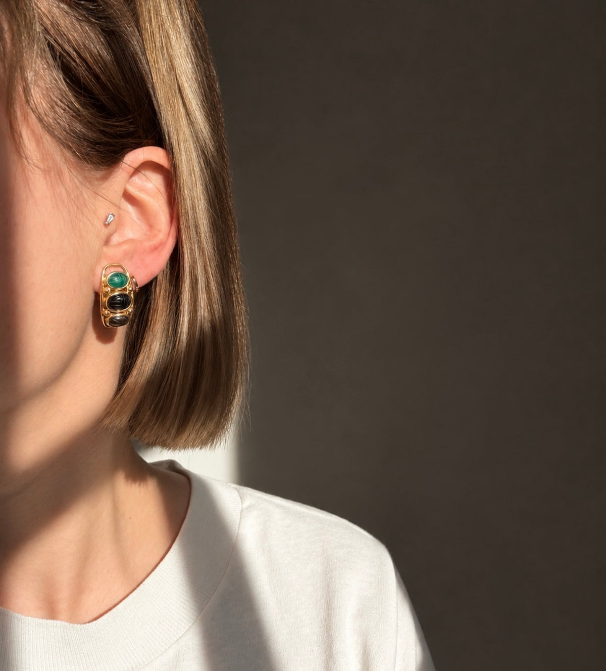 Vintage 14k Scarab Post Earrings