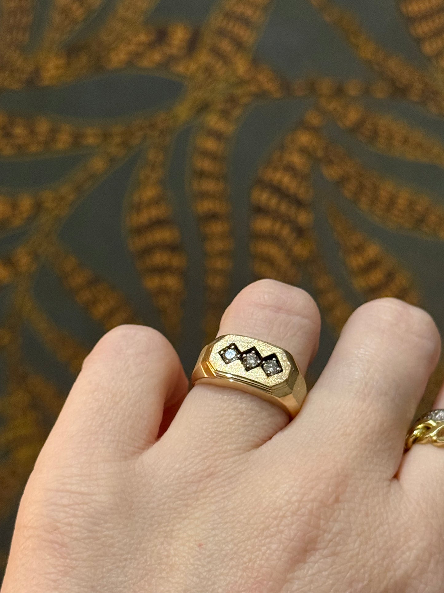 Vintage 14k Diamond Signet 6.5