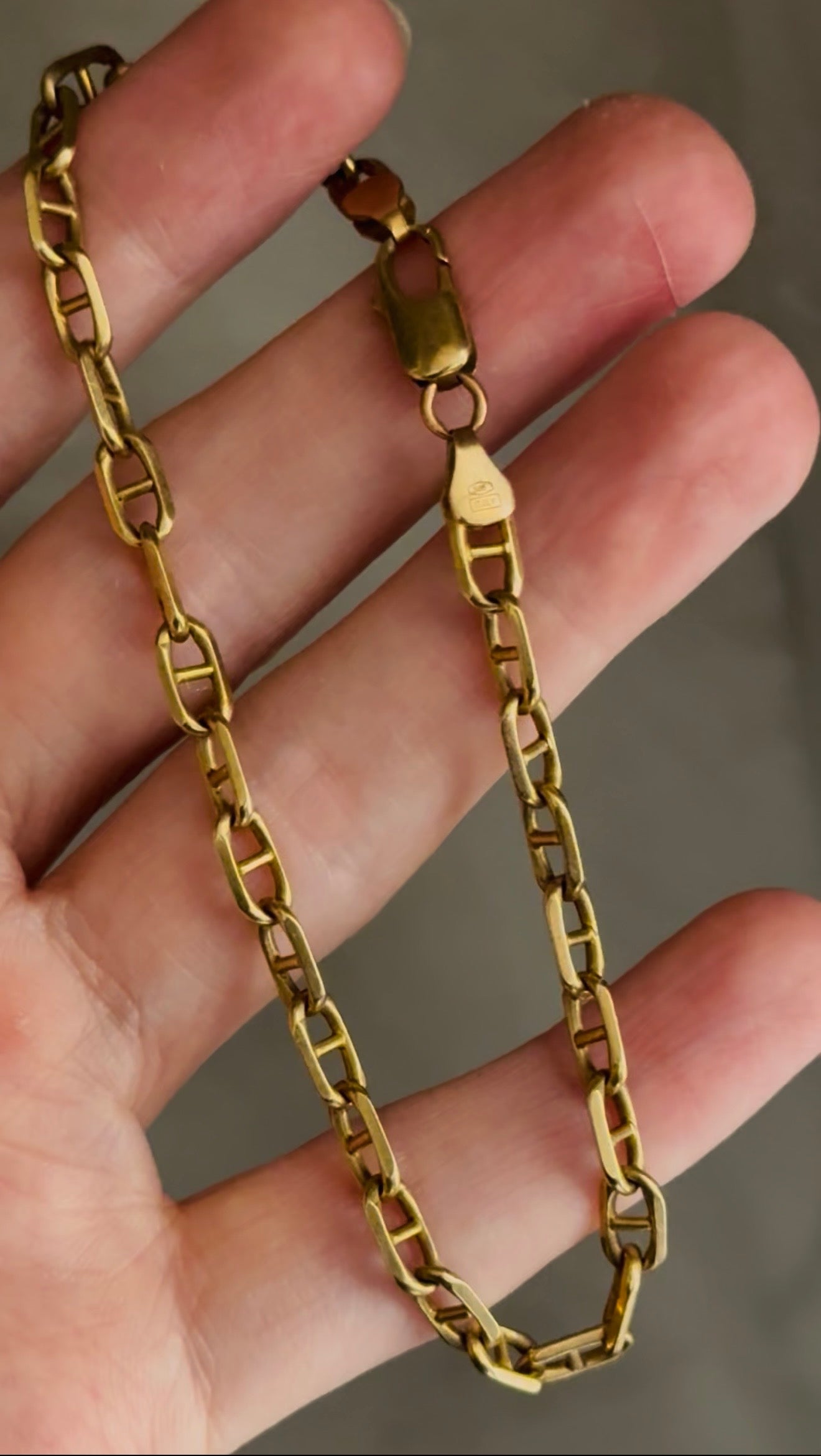 Vintage 14k Italian Solid Link Mariner Bracelet 8.75”