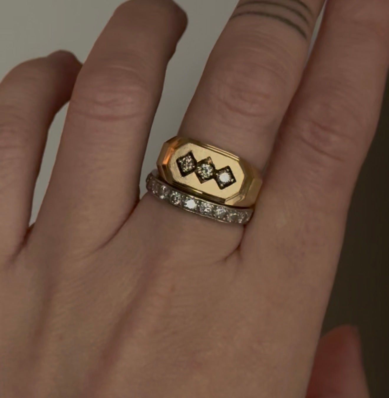 Vintage 14k Diamond Signet 6.5