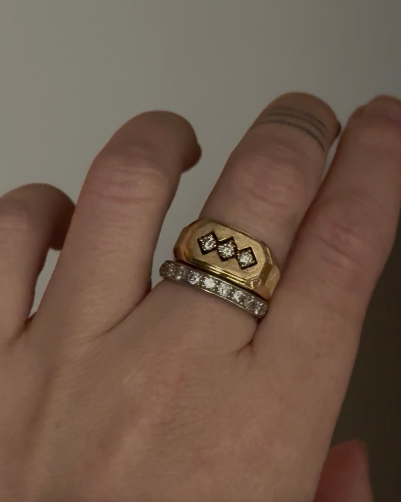 Vintage 14k Diamond Signet 6.5