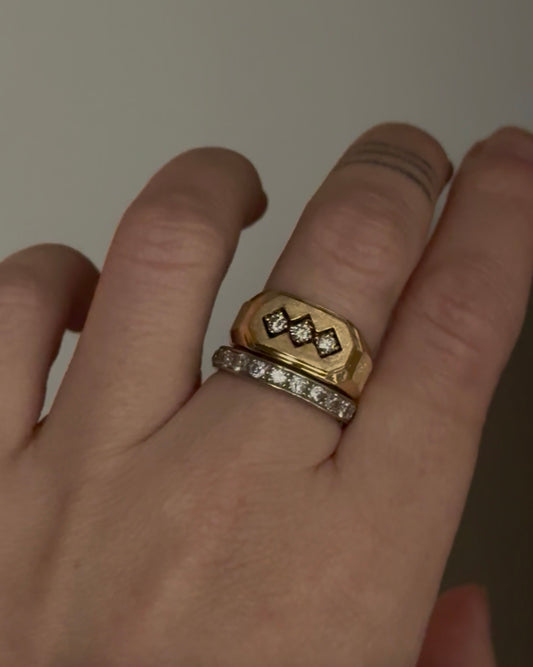 Vintage 14k Diamond Signet 6.5