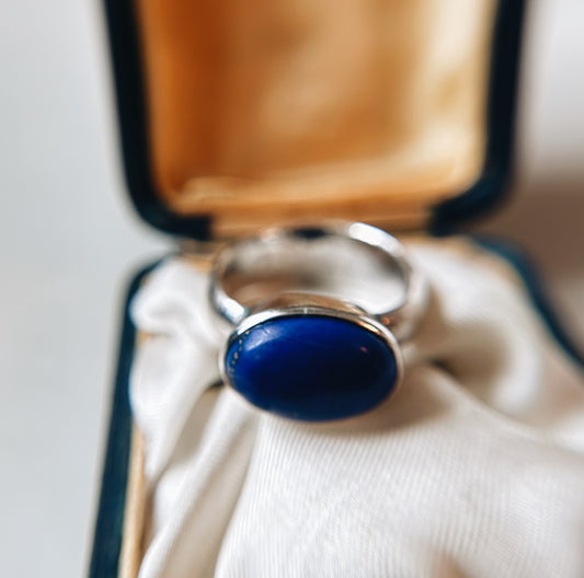 Vintage Sterling Lapis Ring size 6.25